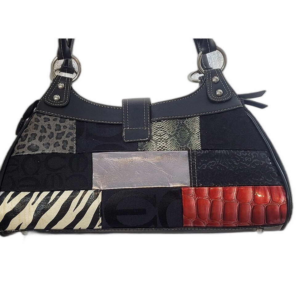 Patchwork Animal Print Red Croc Large Clutch. Z